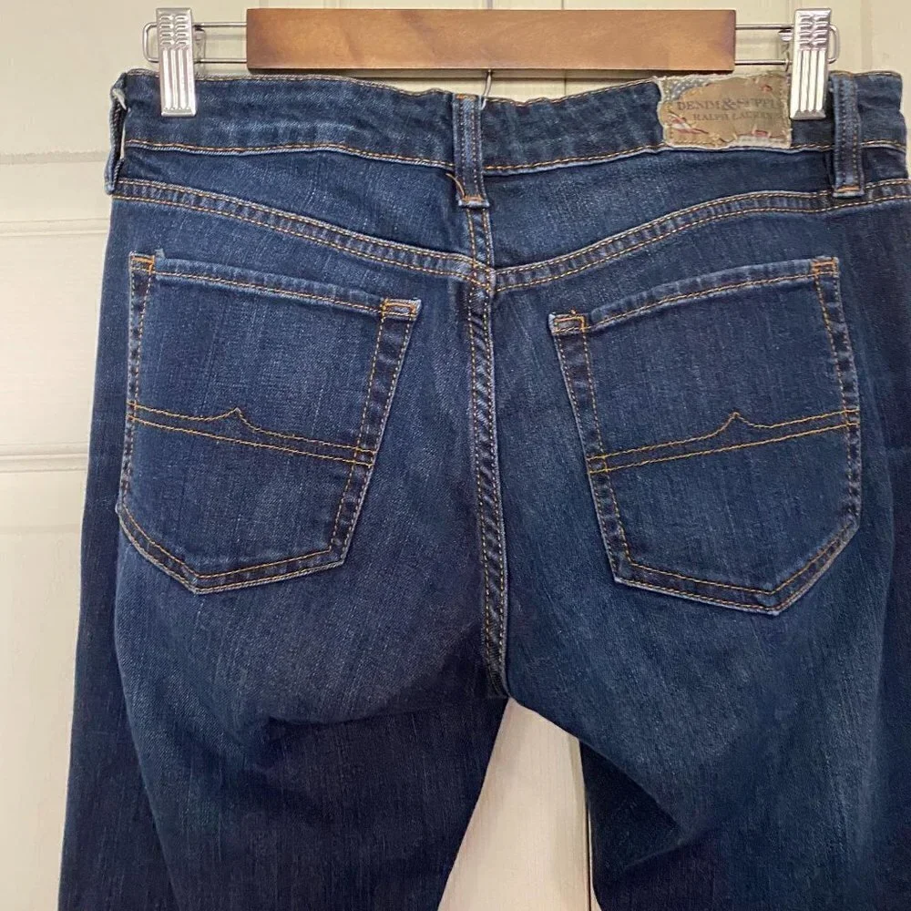 Denim & Supply Ralph Lauren Raw Hem Dark Wash Whiskered Skinny Jeans Size 29